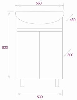 Напольная тумба под раковину Onika Милтон 105560 55см серый/дуб сонома